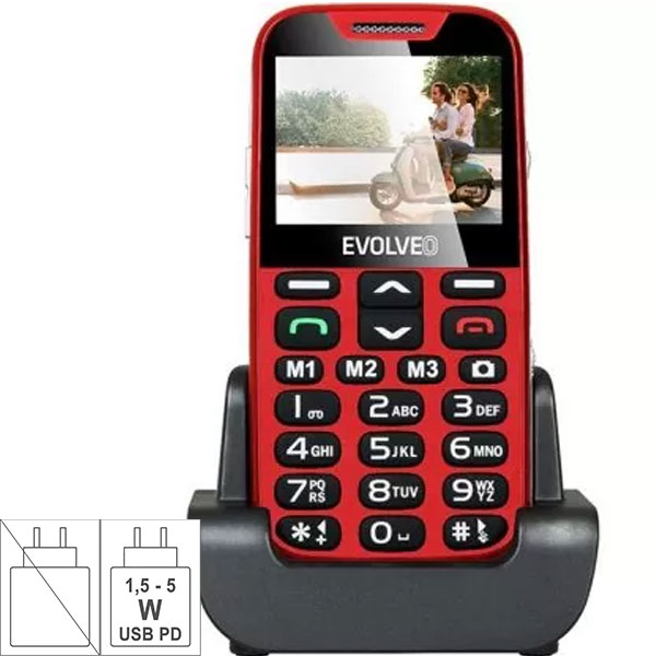 Телефон за възрастни EVOLVEO EasyPhone XR red