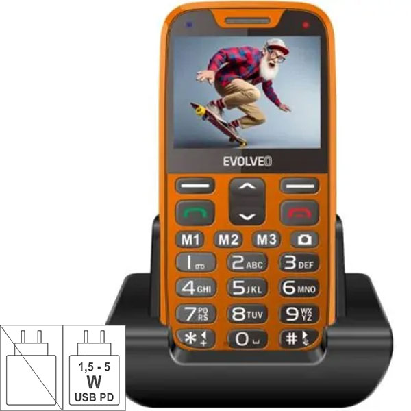 Телефон за възрастни EVOLVEO EasyPhone XR orange